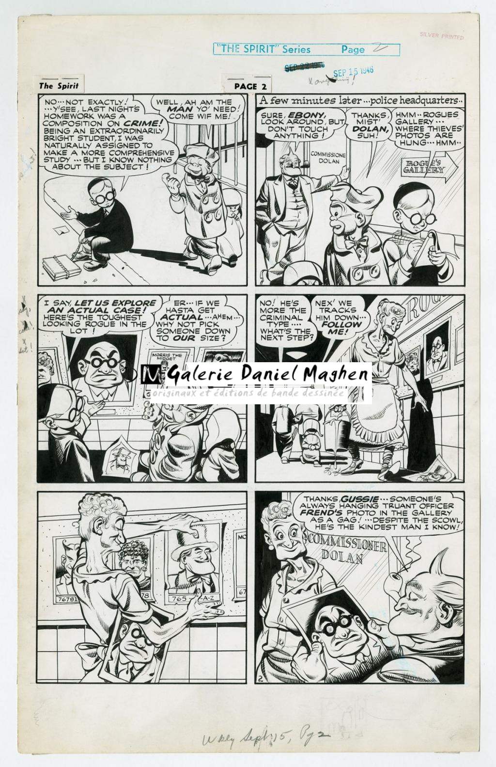 Planche originale de l'histoire  ?Back to School? , publiée le 15 septembre 1946 - Will Eisner - Encre de Chine, encre blanche et crayon sur papier - 3027