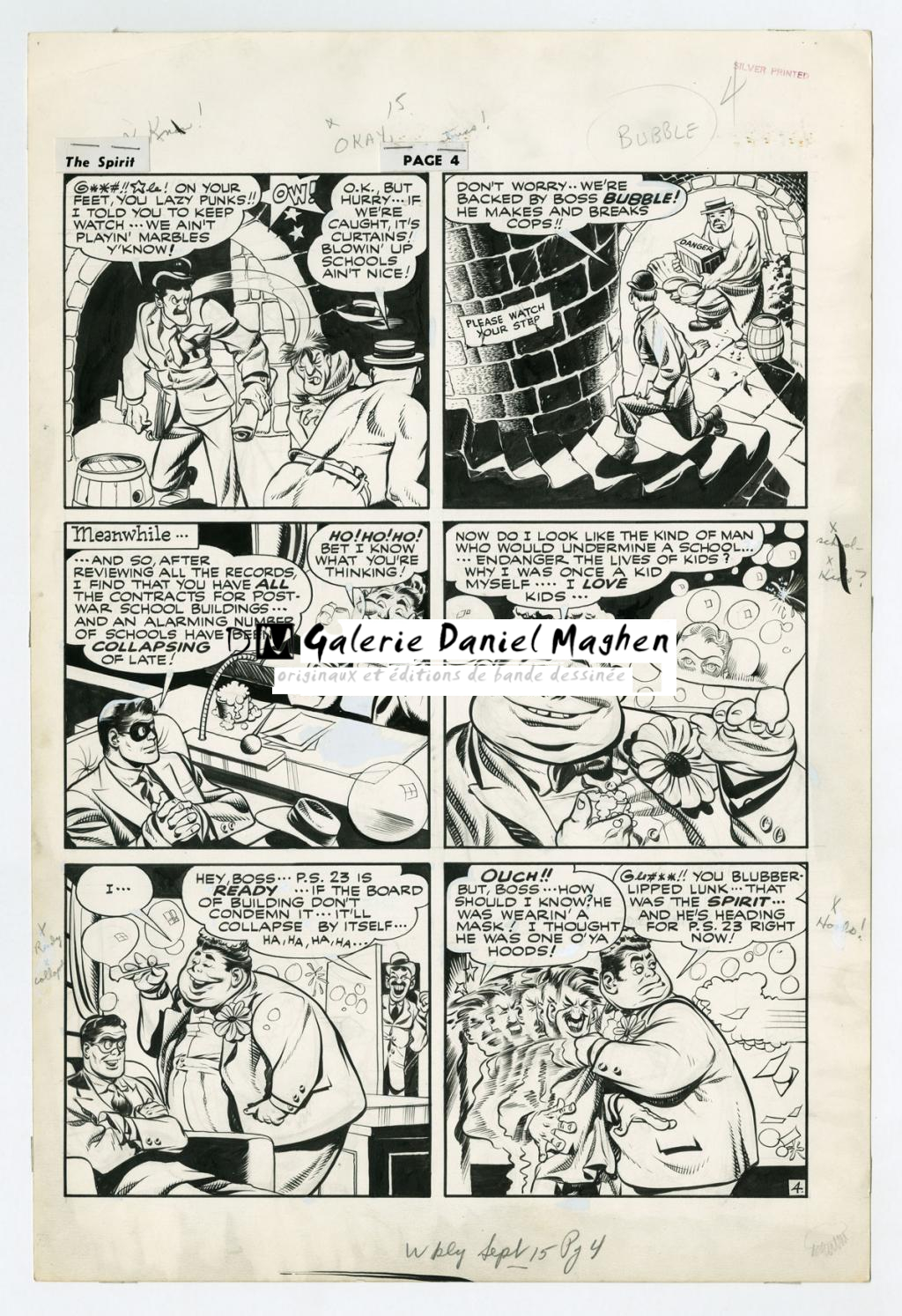 Planche originale de l'histoire  ?Back to School? , publiée le 15 septembre 1946 - Will Eisner - Encre de Chine, encre blanche et crayon sur papier - 3025