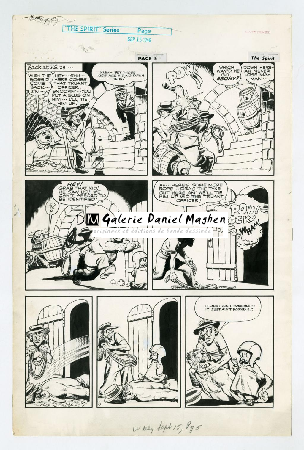 Planche originale de l'histoire  ?Back to School? , publiée le 15 septembre 1946 - Will Eisner - Encre de Chine, encre blanche et crayon sur papier - 3024
