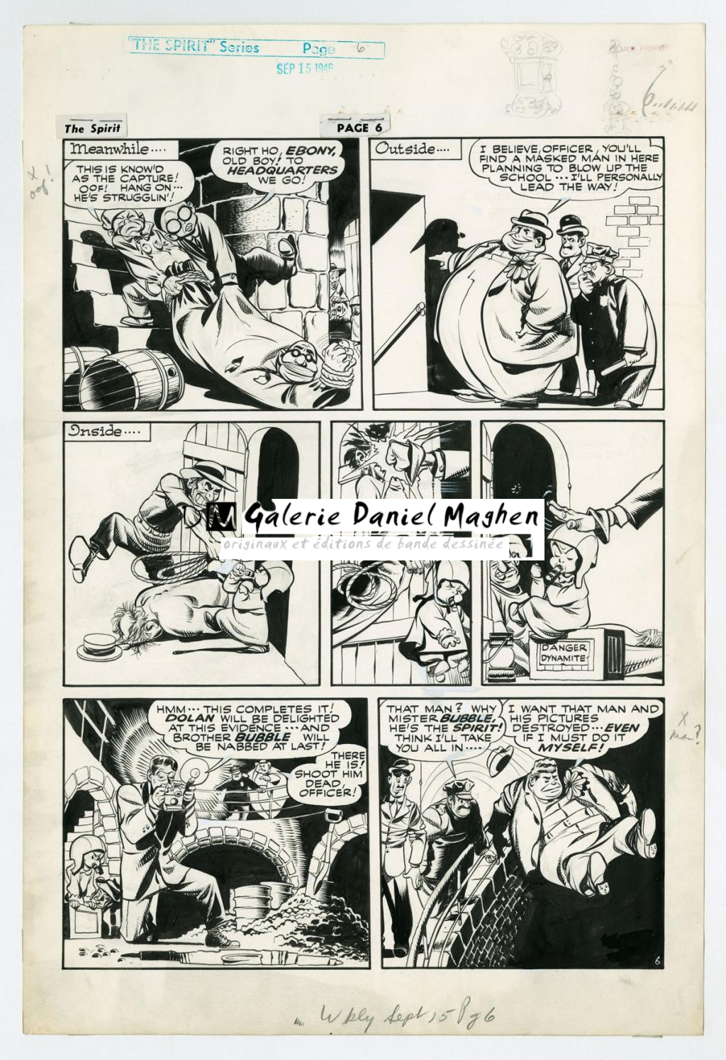 Planche originale de l'histoire  ?Back to School? , publiée le 15 septembre 1946 - Will Eisner - Encre de Chine, encre blanche et crayon sur papier - 3023