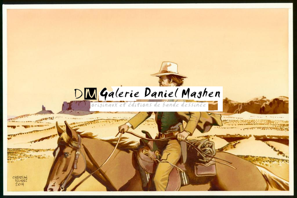 Illustration originale  inédite, "Monument Valley - Christian Rossi - Aquarelle sur papier - 3527