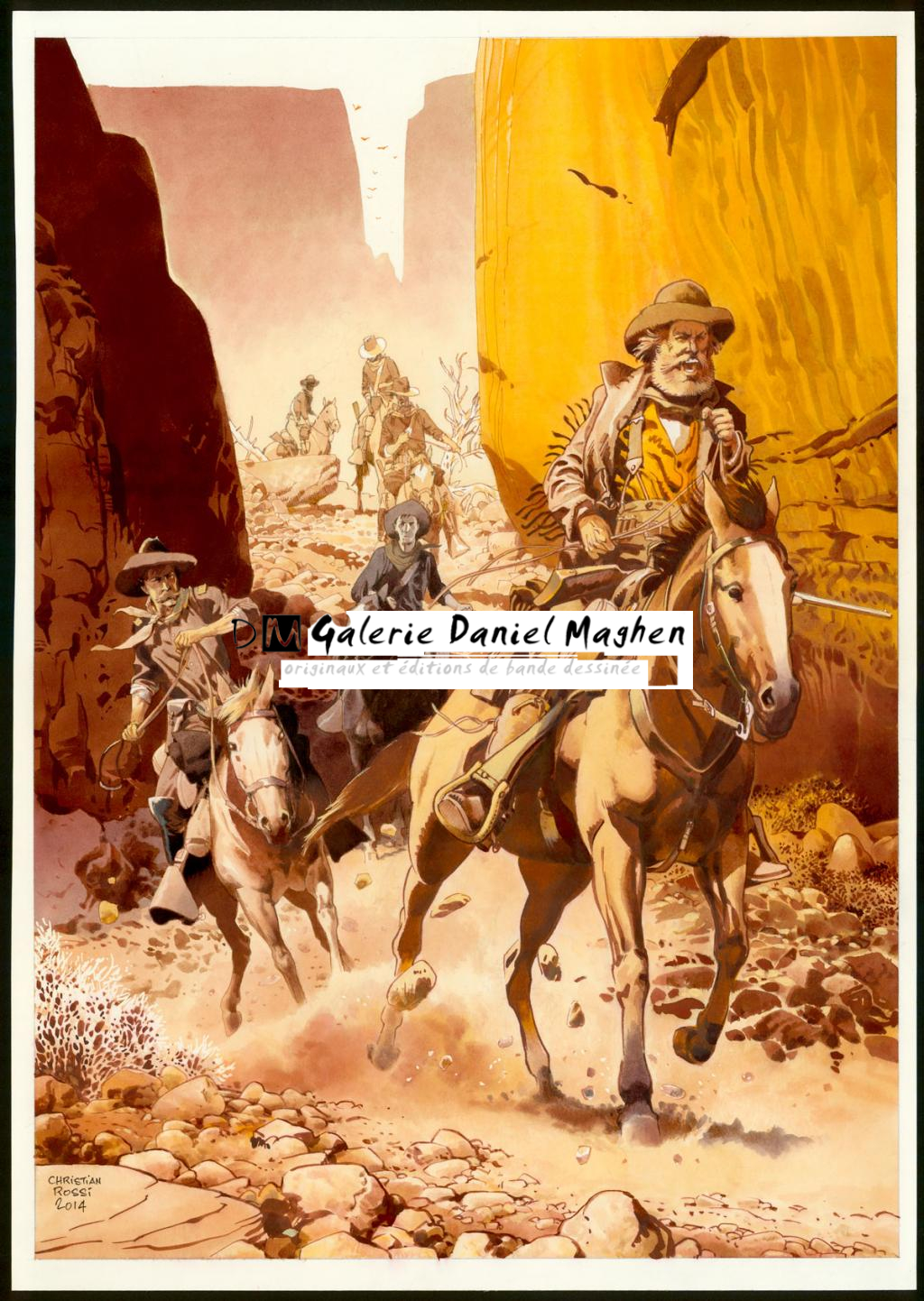 Illustration originale inédite, "Arizona - Christian Rossi - Aquarelle sur papier - 3523