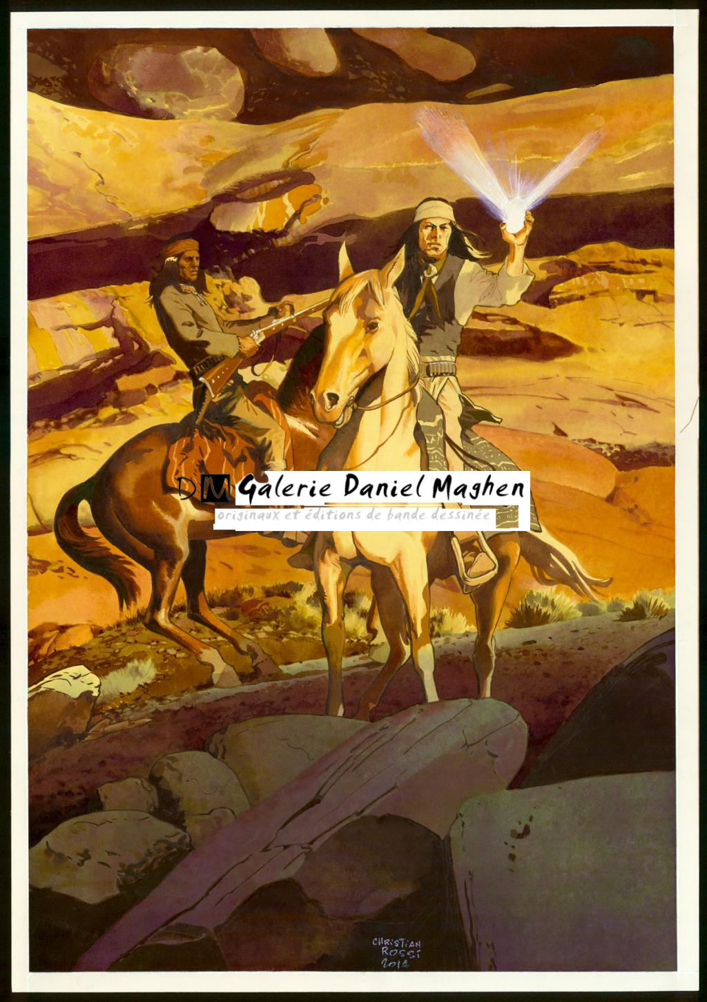 Illustration originale inédite, "Miroir - Christian Rossi - Aquarelle sur papier - 3491