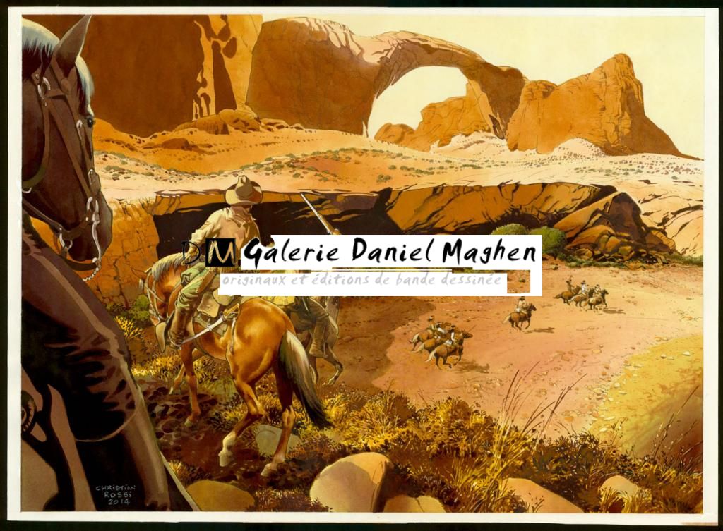 Illustration originale inédite, "Traque - Christian Rossi - Aquarelle sur papier - 3492