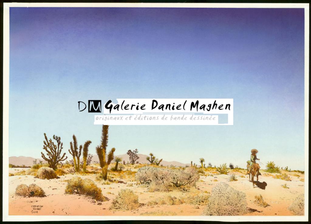 Illustration originale inédite, "Nouveau Mexique - Christian Rossi - Aquarelle sur papier - 3532