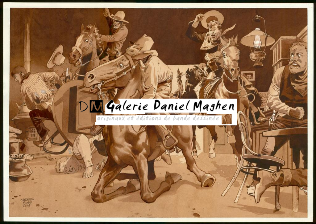 Illustration originale inédite, "Abilène - Christian Rossi - Aquarelle sur papier - 3533