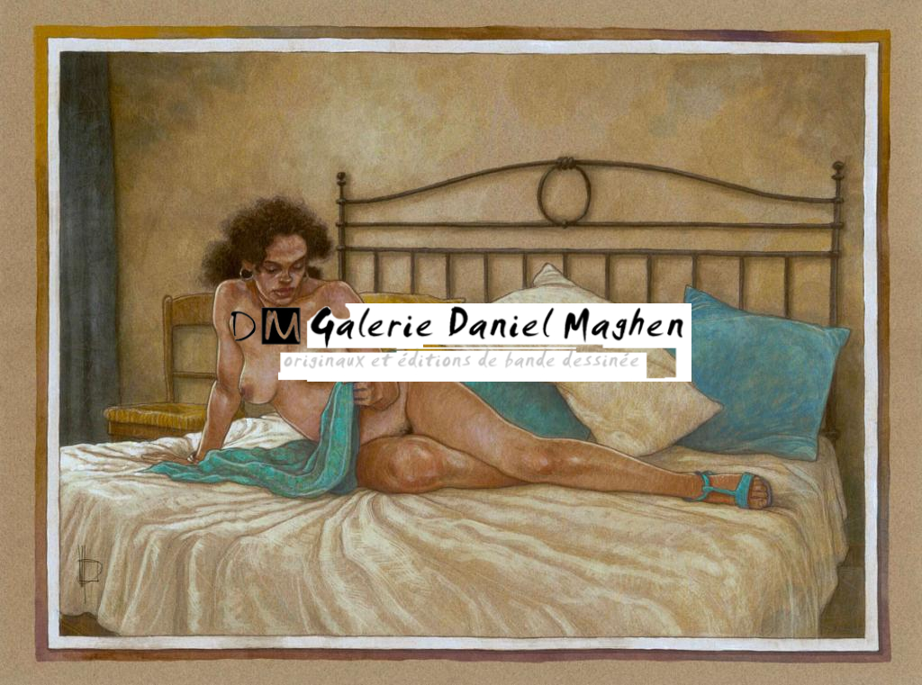 Illustration originale, Mariela ? Nu III, 2015 - Miguelanxo Prado - Crayon noir et acrylique sur papier - 3759