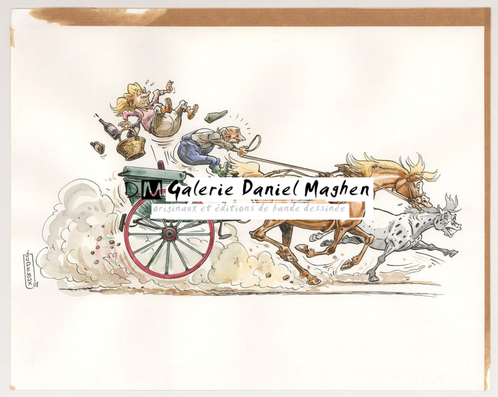 Illustration originale - Bébert et Monique - Benoit Du Peloux - Encre de Chine sur papier - 3040