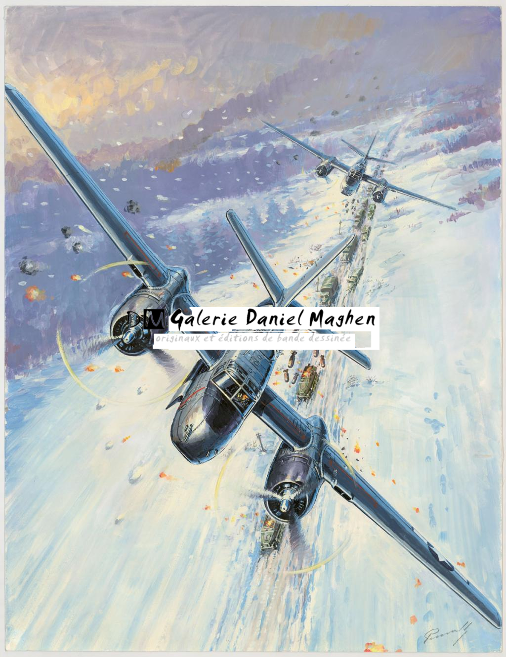 illustration originale intitulée "A26 invader Ardennes - Lucio Perinotto - Acrylique sur papier - 3047