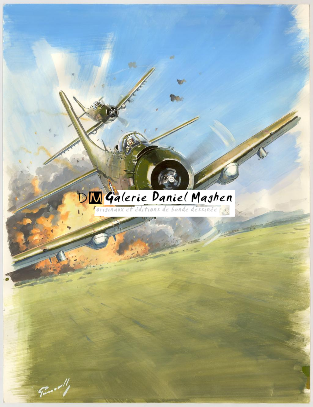 illustration originale intitulée "A-1 Vietnam - Lucio Perinotto - Acrylique sur papier - 3050