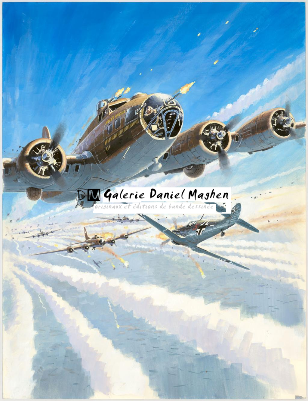 illustration originale intitulée "B-17 - Lucio Perinotto - Acrylique sur papier - 3052