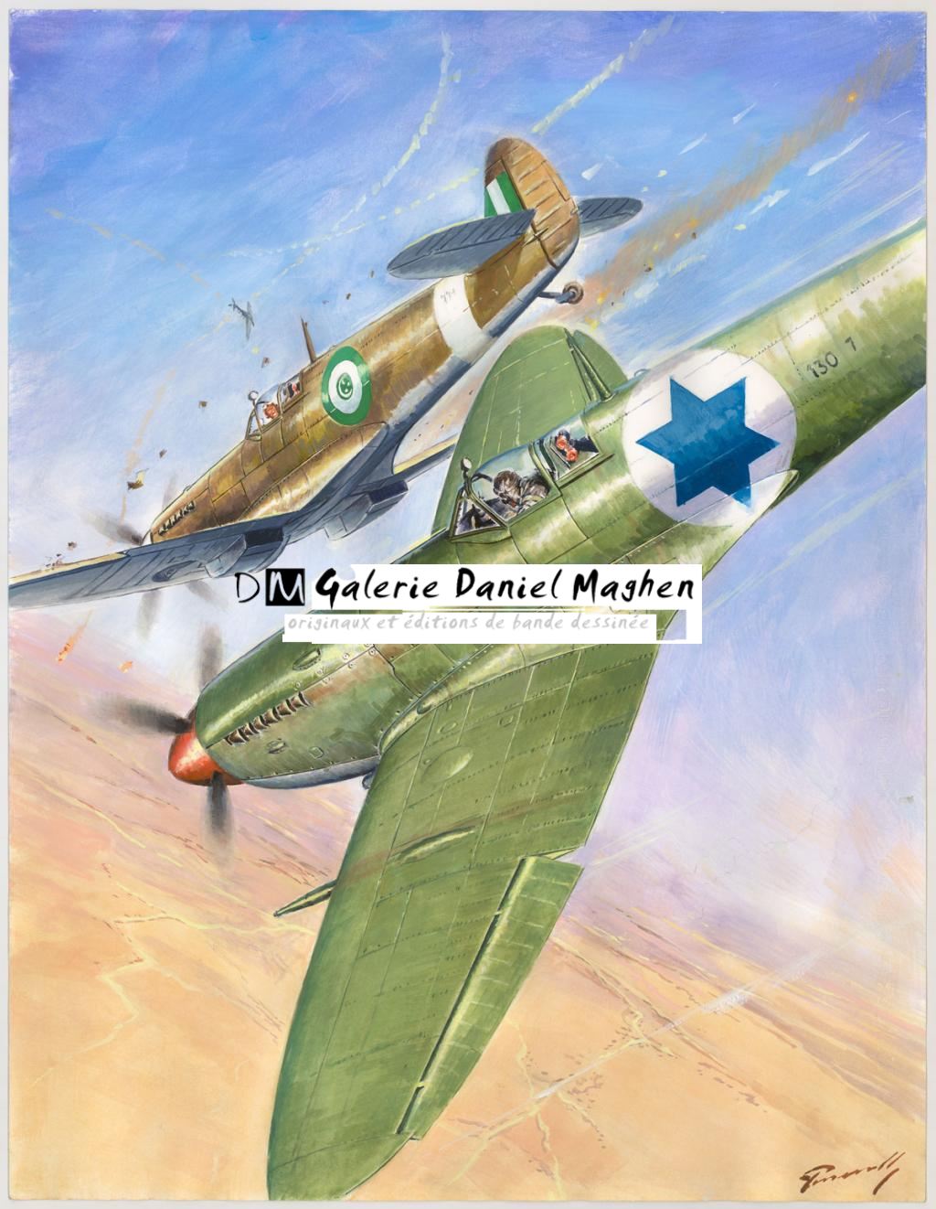 illustration originale intitulée "Spitfires - Lucio Perinotto - Acrylique sur papier - 3056