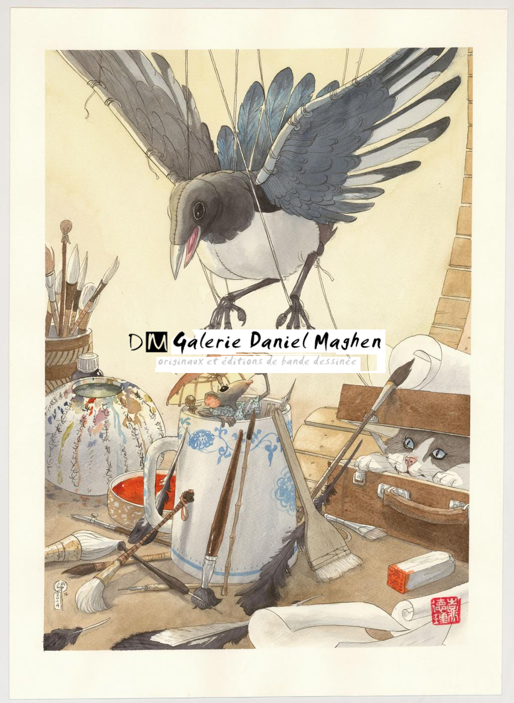 illustration originale - Souvenirs de Nantes - Frédéric Saurel - Aquarelle et encre de Chine sur papier - 3161