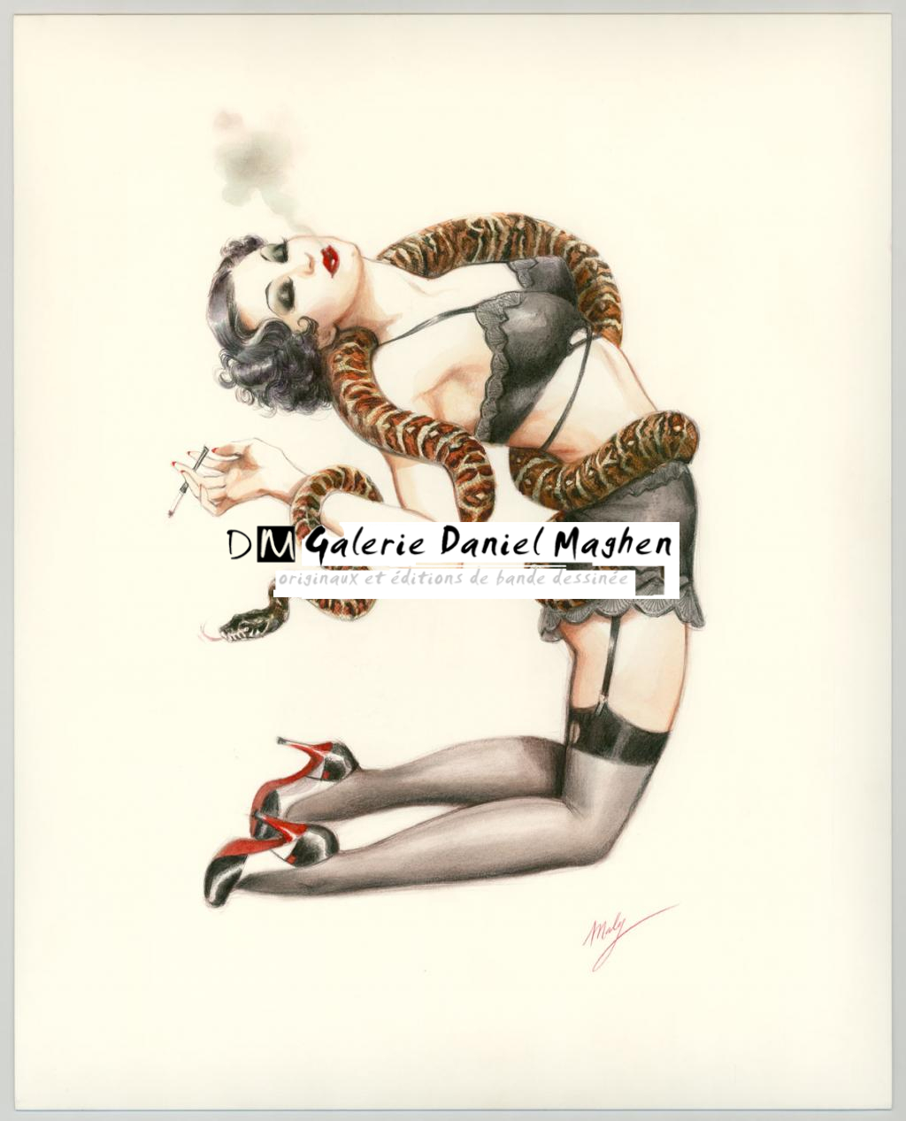 Illustration originale intitulée "A charming Satisfaction - Maly Siri - Aquarelle et mine de plomb sur papier - 3099