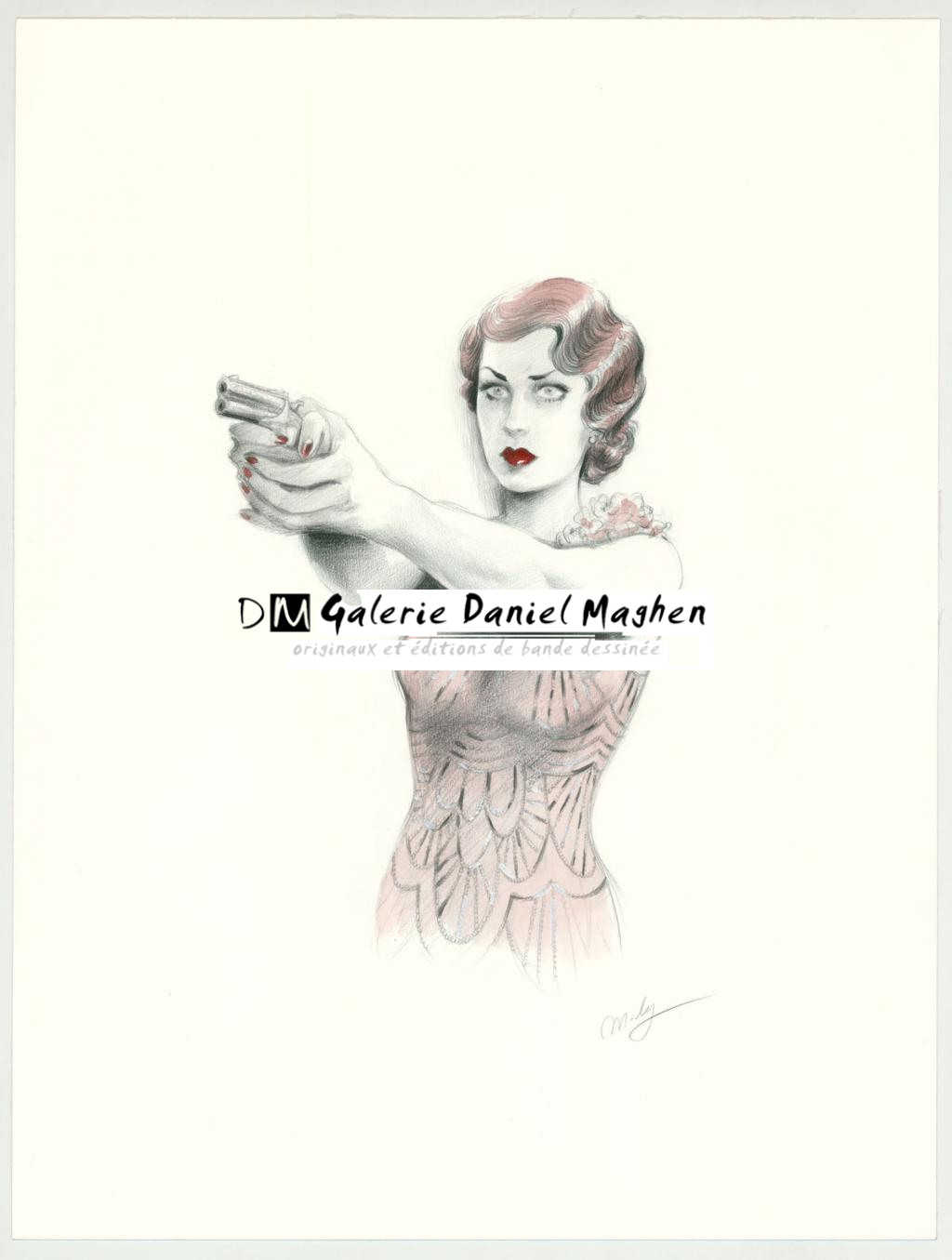 illustration originale intitulée "Lana Van Harn - Maly Siri - Crayon brun et aquarelle  - 3110