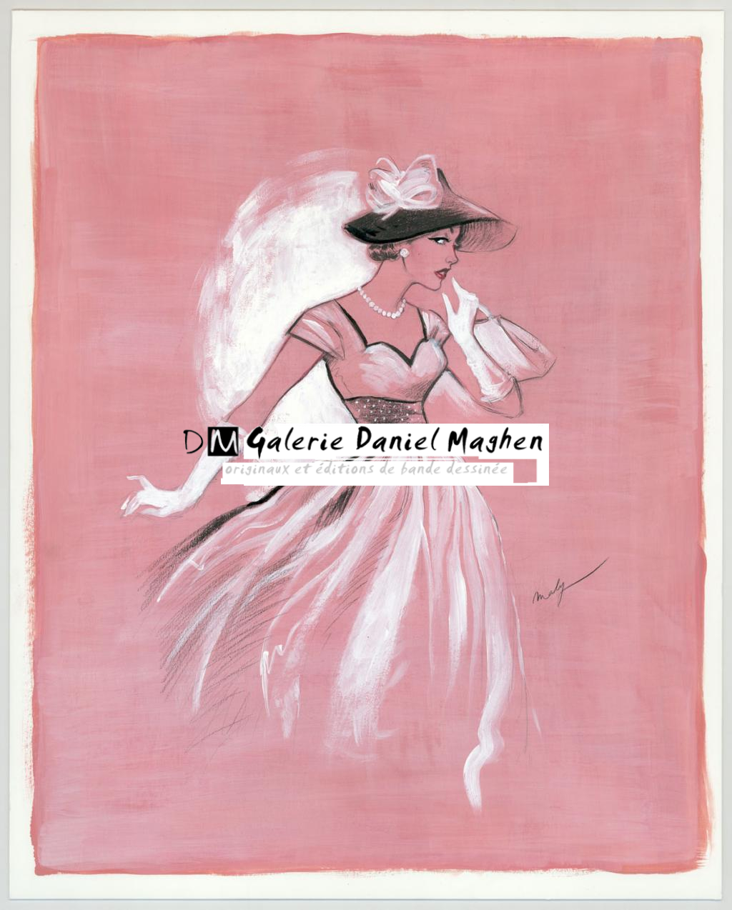 illustration originale intitulée "Une petite Parisienne - Maly Siri - Acrylique et pierre noire - 3111