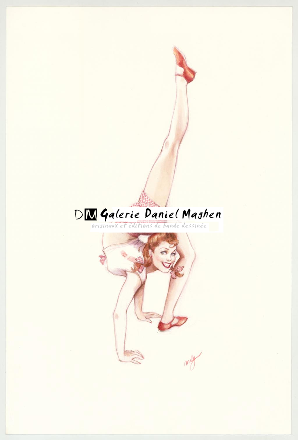 illustration originale intitulée "Rosswell sister 1 (dans la grange) - Maly Siri - Aquarelle et crayon sur papier - 3113