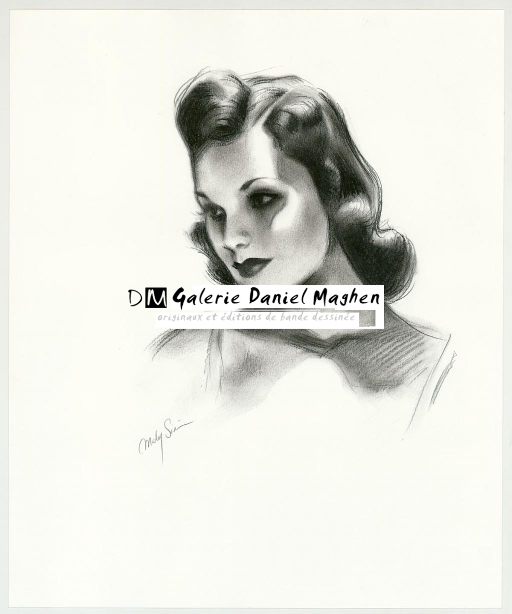 illustration originale intitulée "Ethel - Maly Siri - Fusain et pierre noire sur papier - 3117