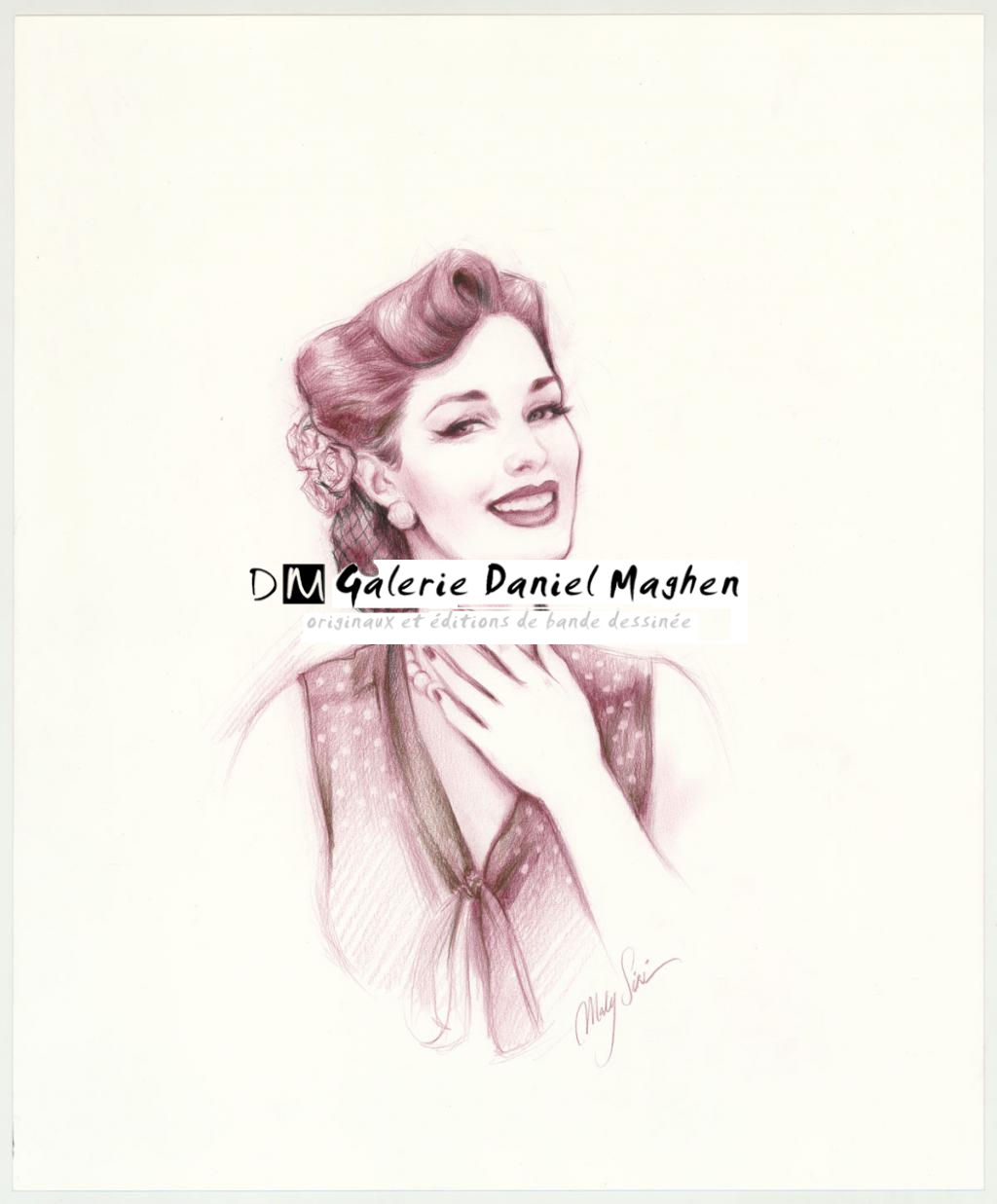 Illustration originale intitulée "Moni LeFleur - Maly Siri - Crayon sur papier - 3119