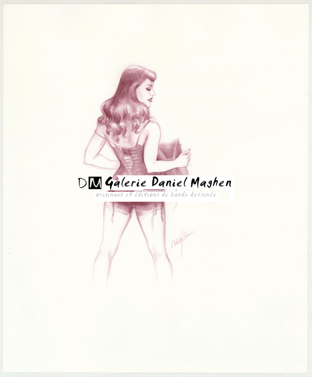 Illustration originale intitulée "Take off that corset - Maly Siri - Crayon sur papier - 3120