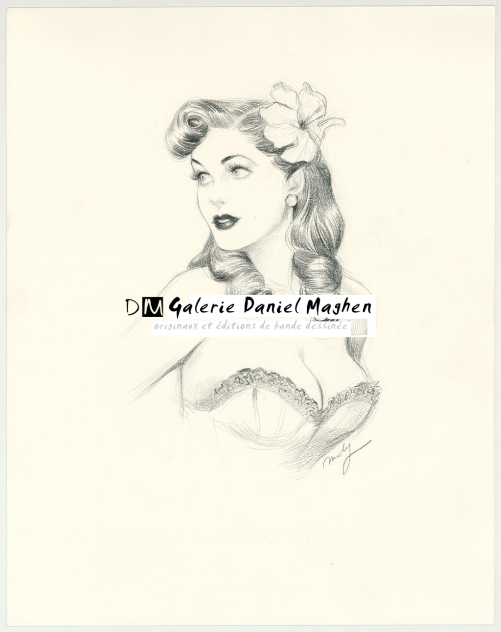 Illustration originale intitulée "Lovely Diana - Maly Siri - Crayon sur papier - 3126