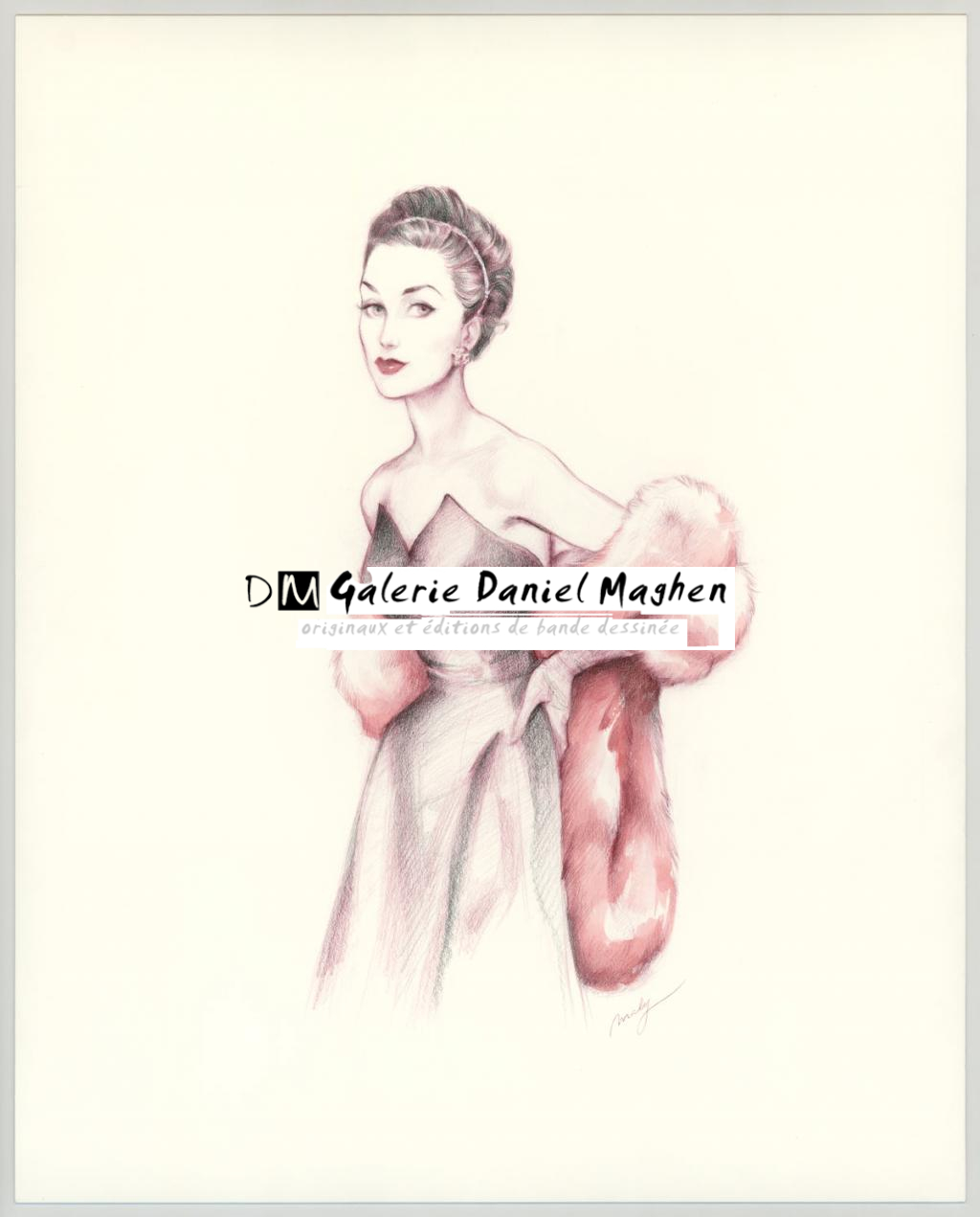 Illustration originale sur papier Art Board,  intitulée "La plus belle pour aller danser - Maly Siri - Aquarelle et crayon sur papier - 3131