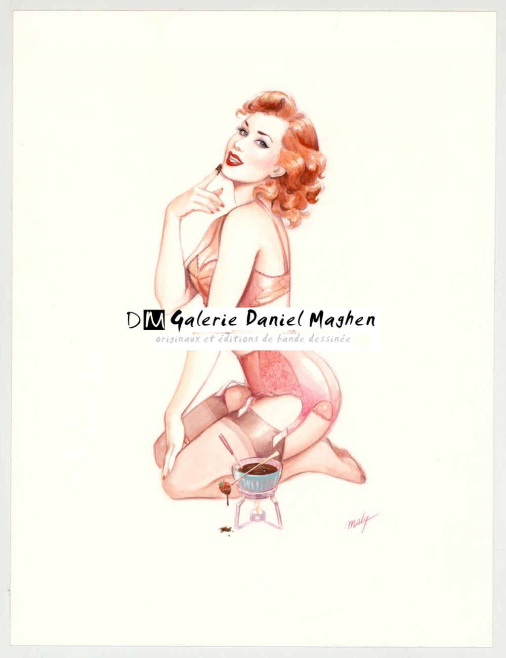 Illustration originale intitulée "You're better than chocolate - Maly Siri - Aquarelle et crayon sur papier - 3139