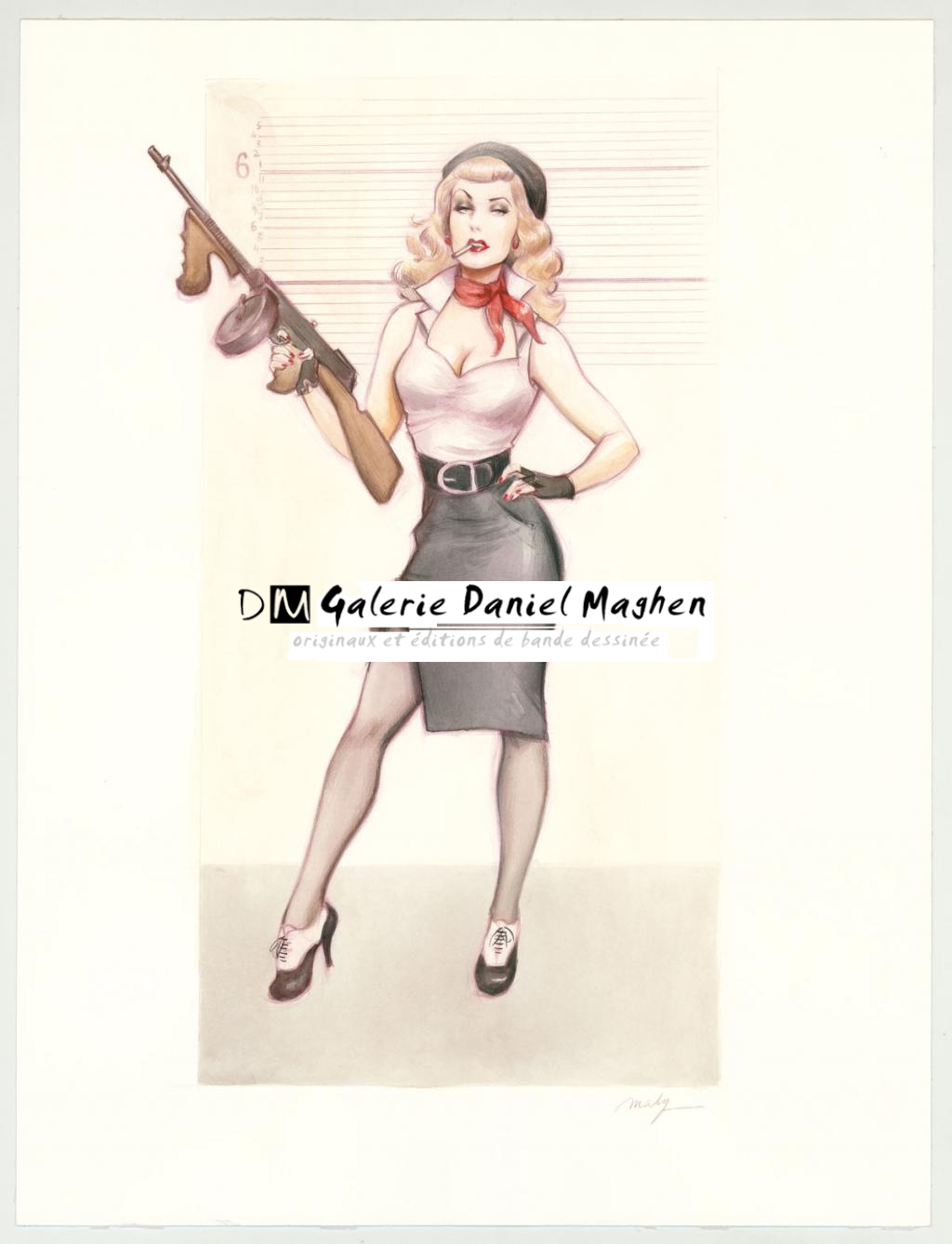 Illustration originale intitulée "Uppercute Jackie - Maly Siri - Aquarelle et crayon de couleur sur papier - 3141