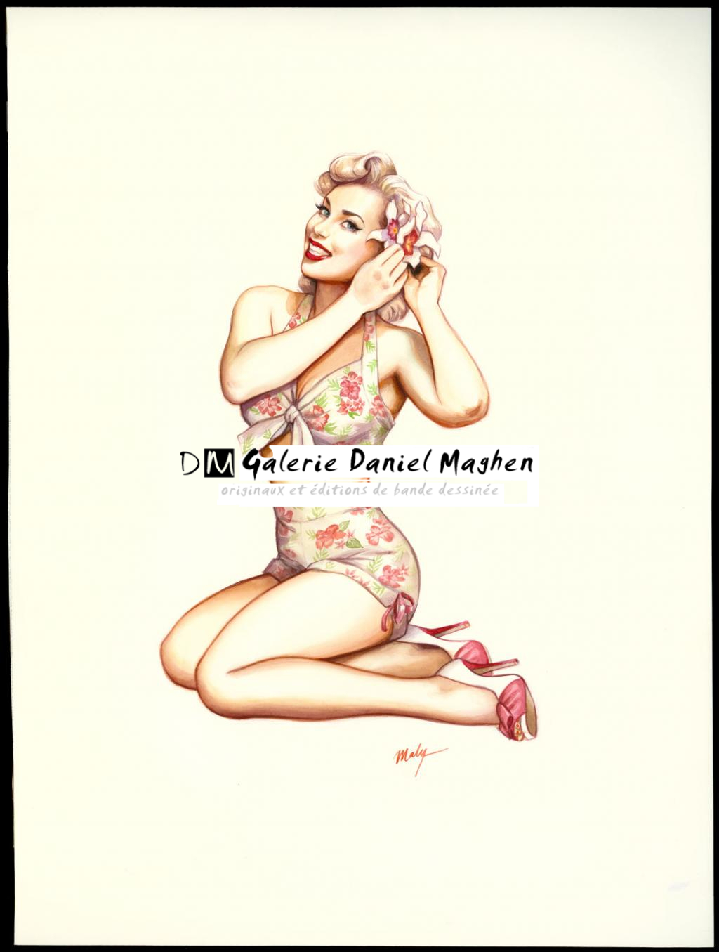 Couverture originale sur papier Art Board,  intitulée "The good girl - Maly Siri - Aquarelle et crayon sur papier - 3151