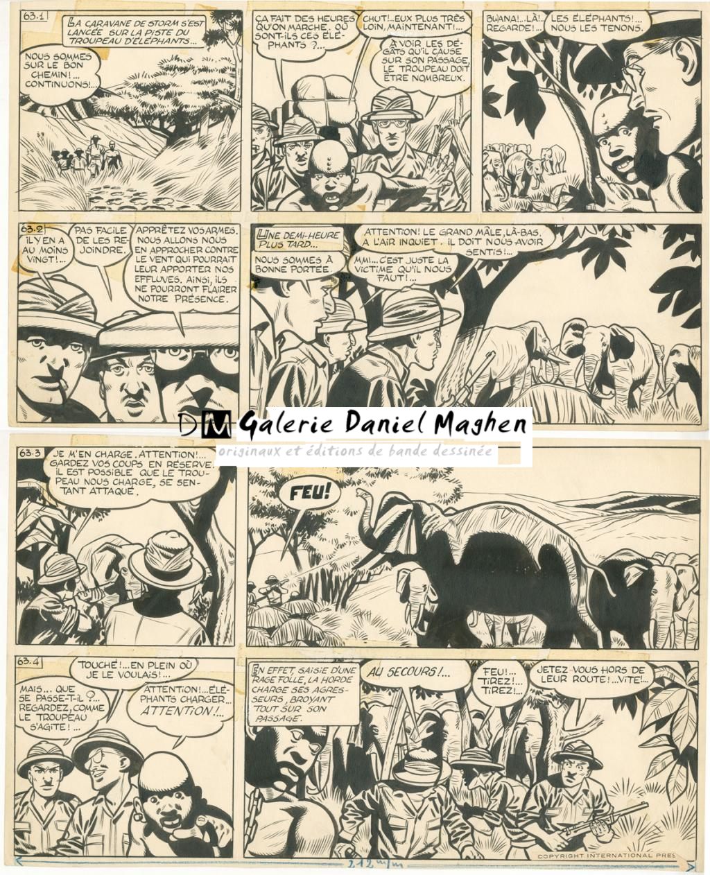 Planche originale n°37, prépubliée dans La Libre Junior en 1958 - Victor Hubinon - Encre de Chine sur papier - 4430