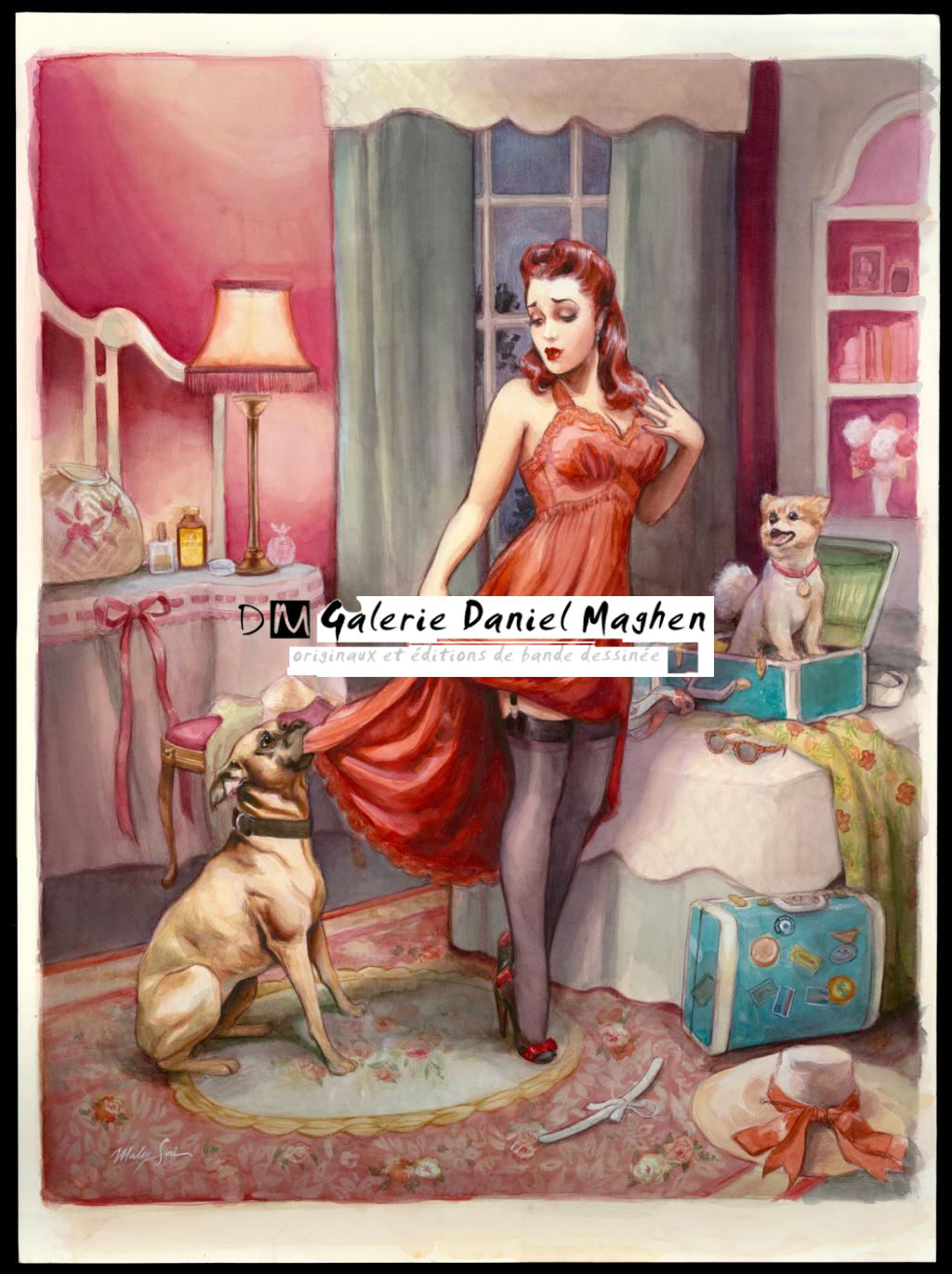 Illustration originale sur papier Art Board,  intitulée "Don't go away Mommy - Maly Siri - Aquarelle et crayon sur papier - 3171