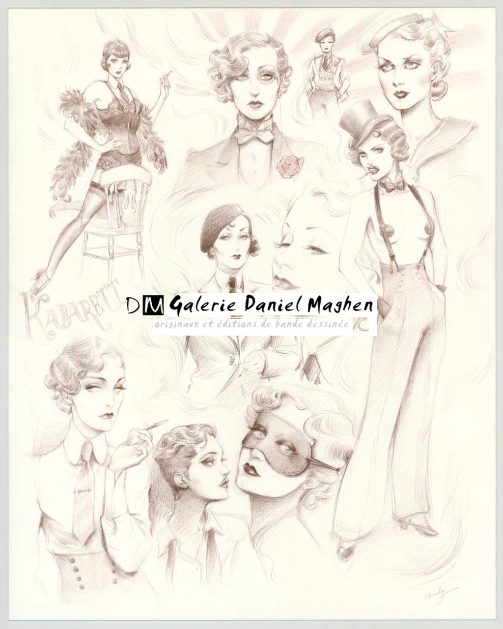 Illustration originale intitulée "Planche Kabaret Berlinois - Maly Siri - Aquarelle et crayon sur papier - 3172