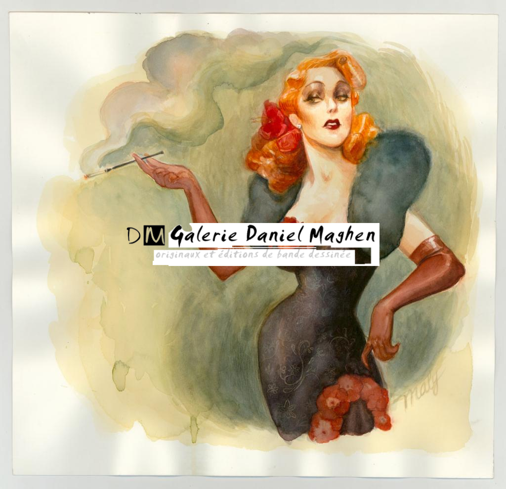 Illustration originale intitulée "Rita la Vamp - Maly Siri - Aquarelle sur papier - 3179