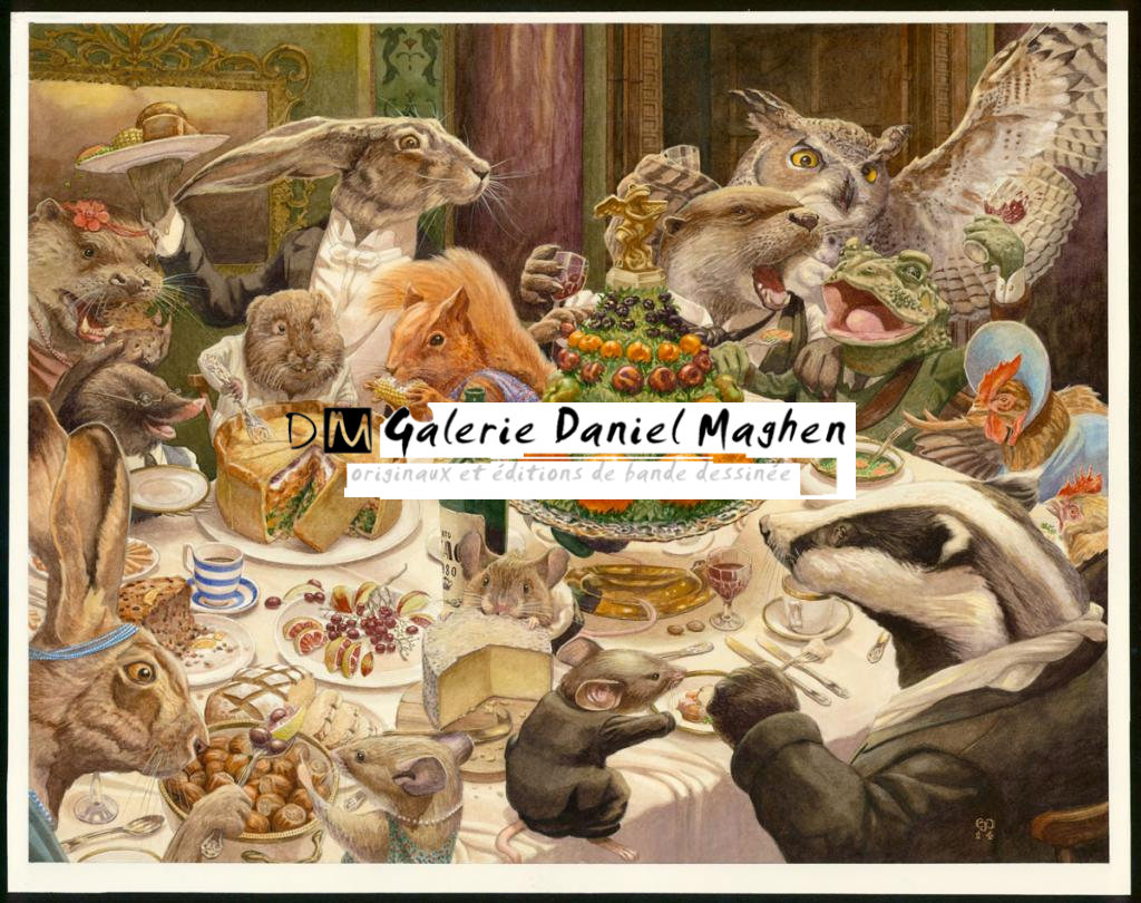 Illustration originale, "Feast - Christopher Dunn - Aquarelle sur papier - 3398