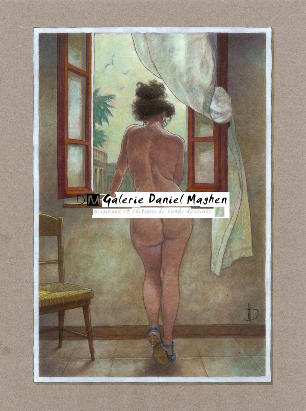 Illustration originale, Mariela ? Nu IV, 2015 - Miguelanxo Prado - Crayon noir et acrylique sur papier - 3761