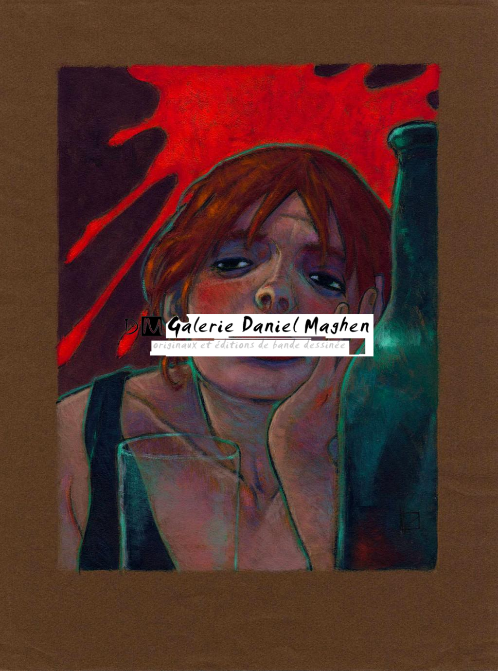 Illustration originale, Sara, 1992. Utilisée en couverture CIMOC et de (À Suivre) - Miguelanxo Prado - Acrylique sur papier teinté - 3774