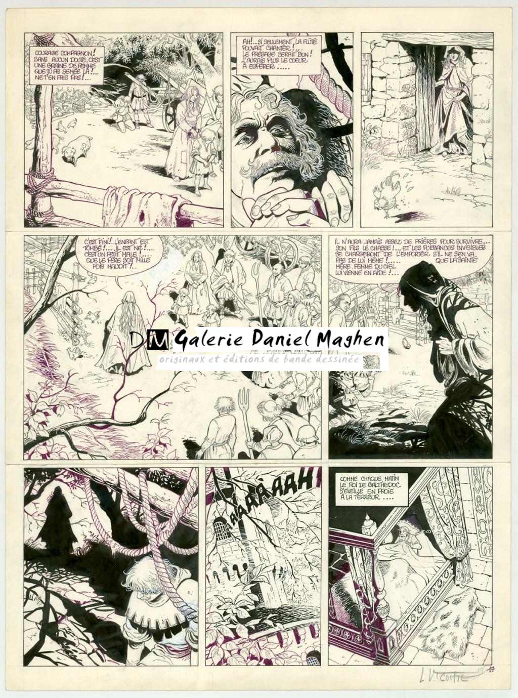 Planche originale (retouches au correcteur blanc, retouches et texte au feutre, rustine dans la dernière case) - Laurent Vicomte - Encre de Chine et feutre sur papier - 3352