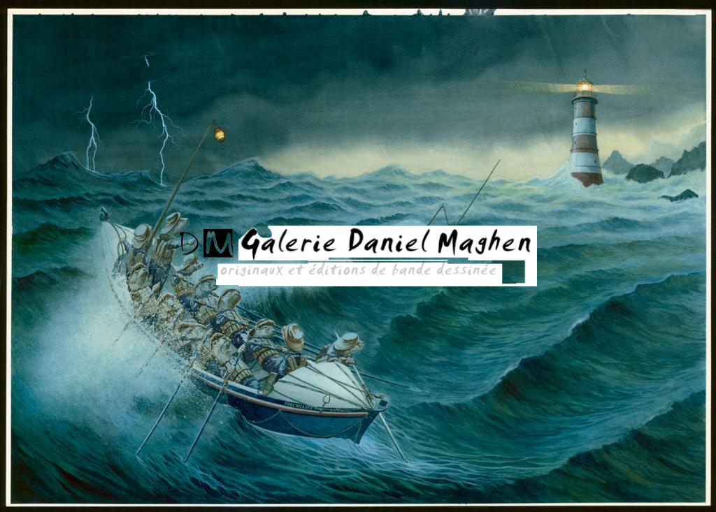 Illustration originale, "Rescue From The Storm - Christopher Dunn - Aquarelle sur papier - 3401