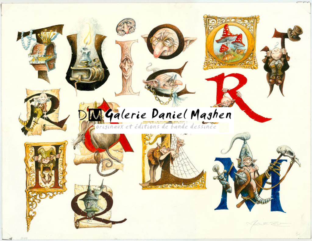 Lettrines couleurs - Pascal Moguérou - Huile sur papier - 3284