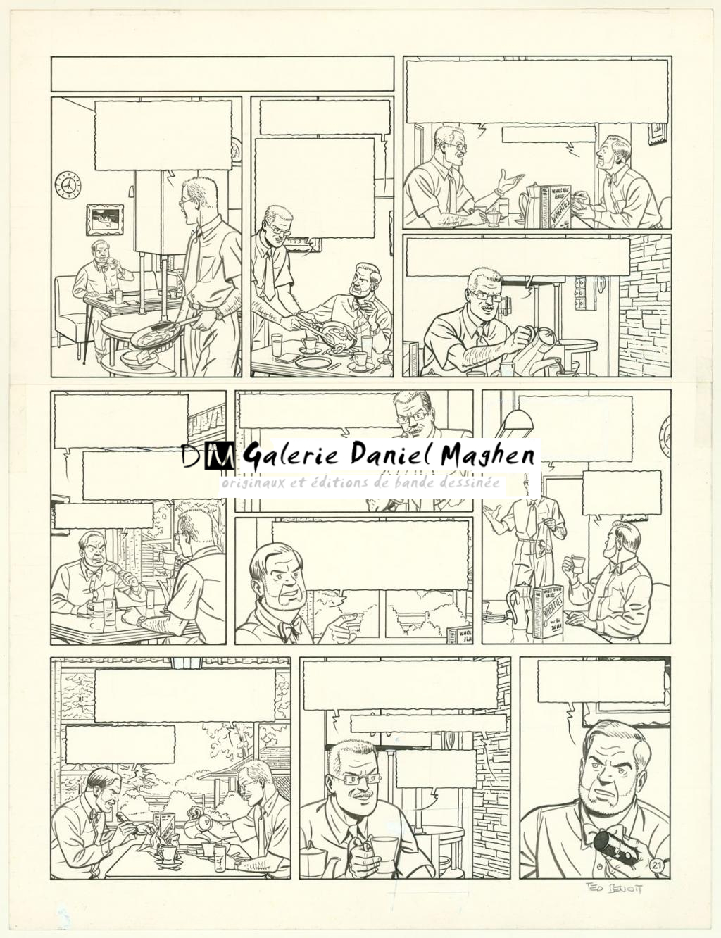 Planche originale - Ted Benoit - Encre de Chine et crayon bleu sur papier - 3748