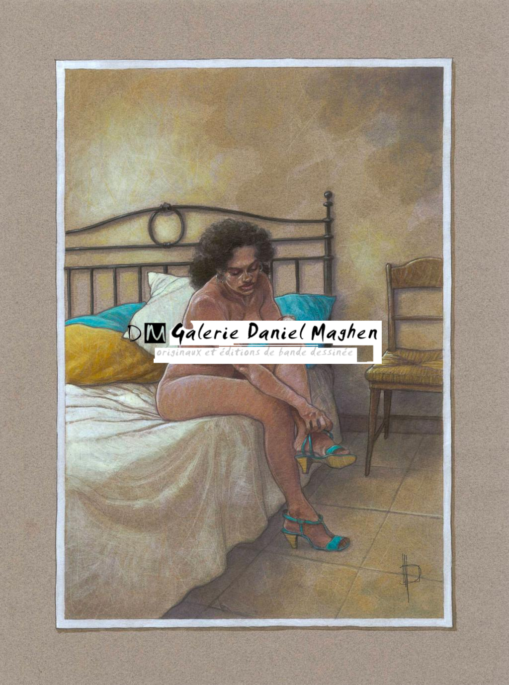 Illustration originale, Mariela ? Nu V, 2015 - Miguelanxo Prado - Crayon noir et acrylique sur papier - 3758