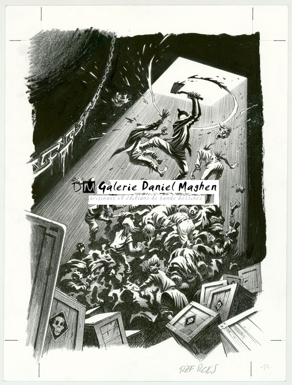 Illustration originale - Riff Reb's - Encre de Chine, pastel, acrylique sur papier - 6283