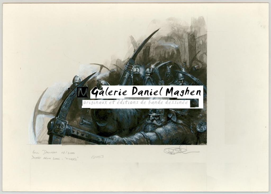 Illustration originale "Miners" issue du livre "Dwarf Army Book - Paul Dainton - Acrylique et encre de Chine sur papier - 3295