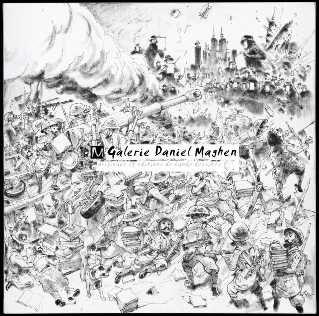 illustration originale, scène de guerre - Kim Jung Gi - Encre sur toile - 4850