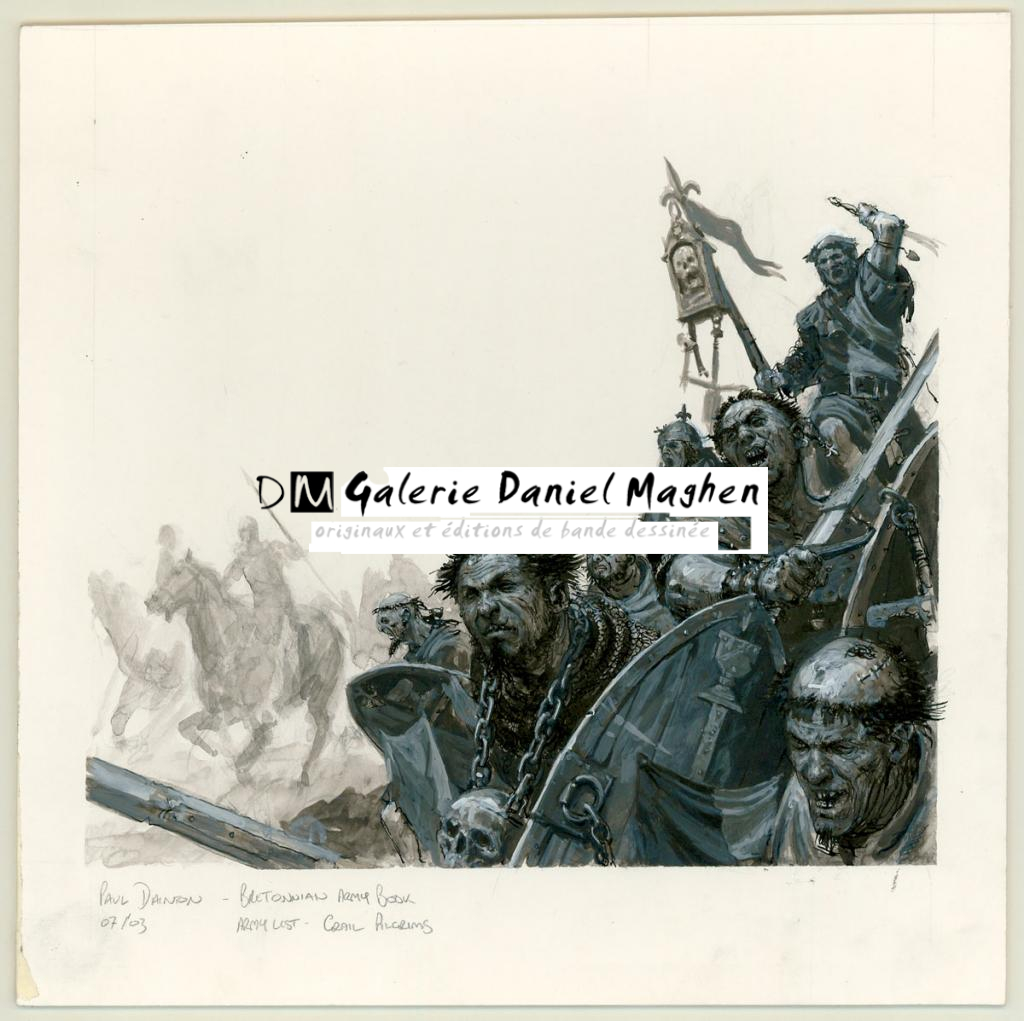 Illustration originale "Bretonnians Army - Grail Pilgrims - Paul Dainton - Acrylique et encre de Chine sur papier - 3304