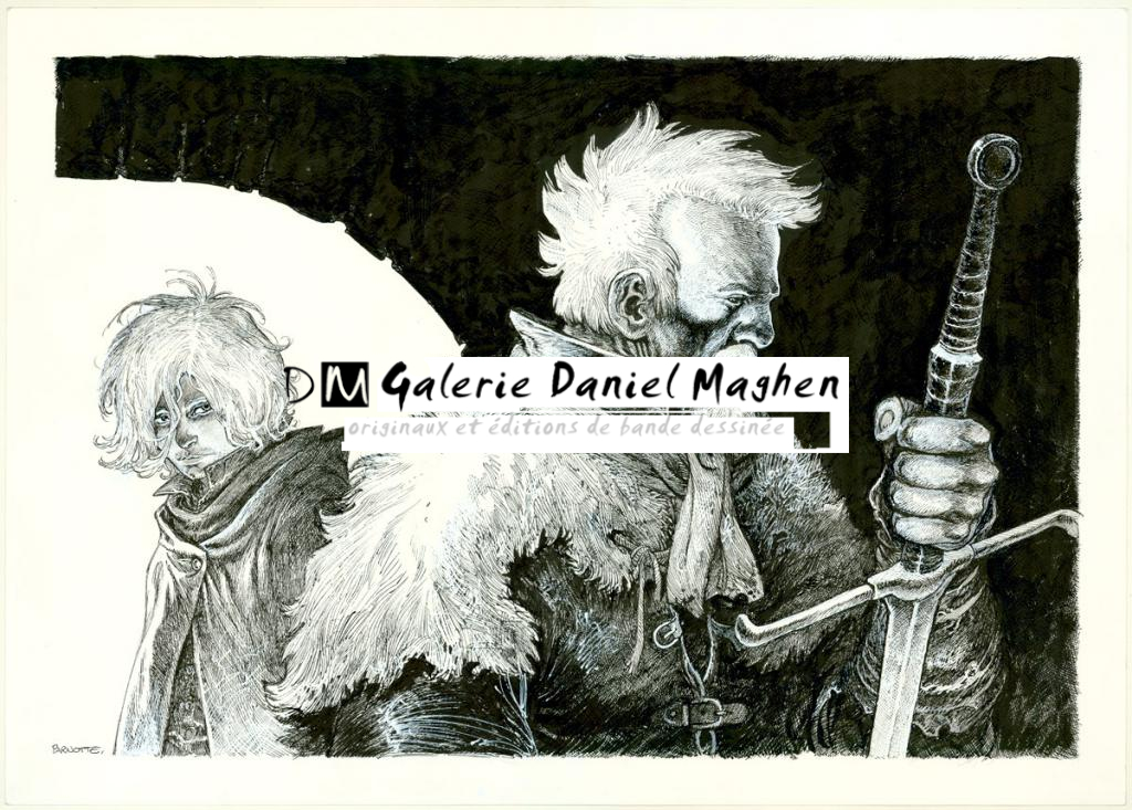 Illustration originale, Hans et Casper - Joël Parnotte - Encre de Chine sur papier - 3842