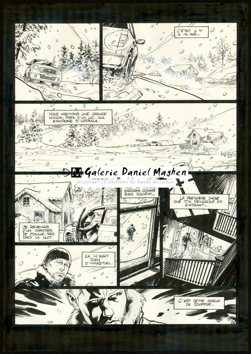 planche originale n°34 - Jean Charles Poupard - Encre de Chine et gouache blanche - 3339