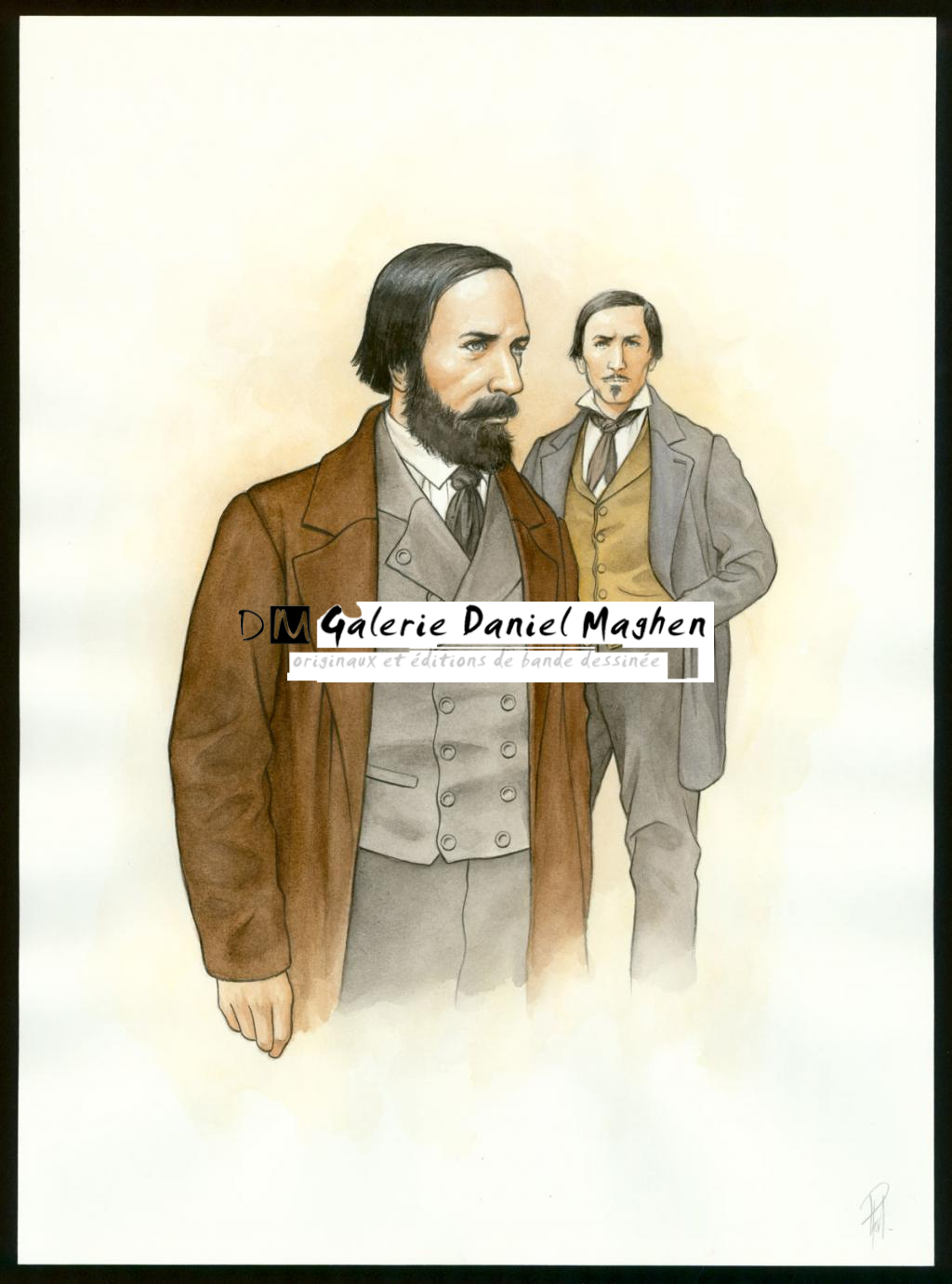 Illustration originale 36 - Les frères Auguste et Charles Vacquerie - Laurent Paturaud - Aquarelle et crayon de couleur sur papier - 3374