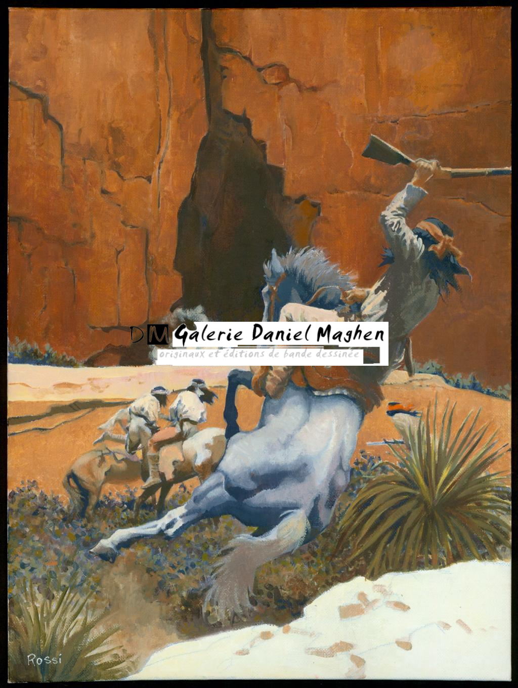 Illustration originale, indiens - Christian Rossi - Huile sur carton toilé - 3490