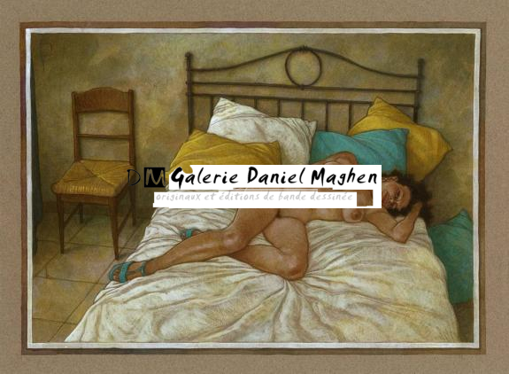 Illustration originale, Mariela ? Nu VI, 2015 - Miguelanxo Prado - Crayon noir et acrylique sur papier - 3772